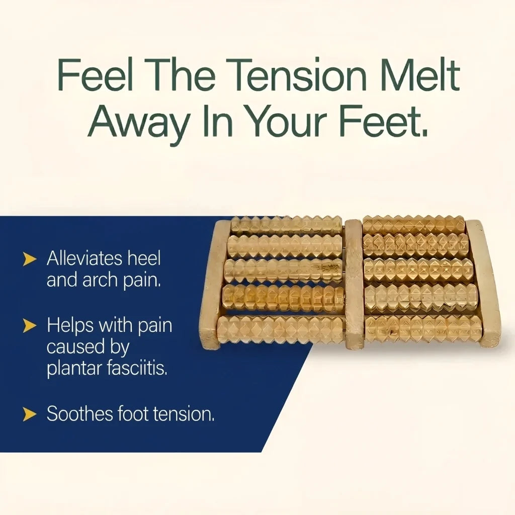NATURAL WOODEN FOOT MASSAGER ROLLER FOR PAIN AND STRESS RELIEF